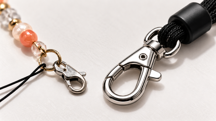 Different clasp styles on cheap phone straps compared side by side, showing what fails on low-cost phone bracelets