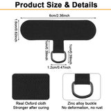 Compatibility chart showing the PHLOOP tether tab fits phones in a full coverage case, with half coverage cases marked unsuitable