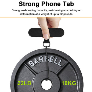 Phone with the tether tab fitted charging both wirelessly on a pad and by cable, showing the 0.019 inch tab does not block charging